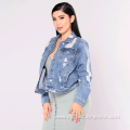 Wholesale Custom Patch Ladies Plain Denim Jacket